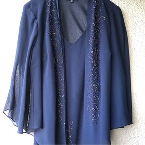 R & M Richards Formal Navy Blue Dress with Jacket 18W like new
